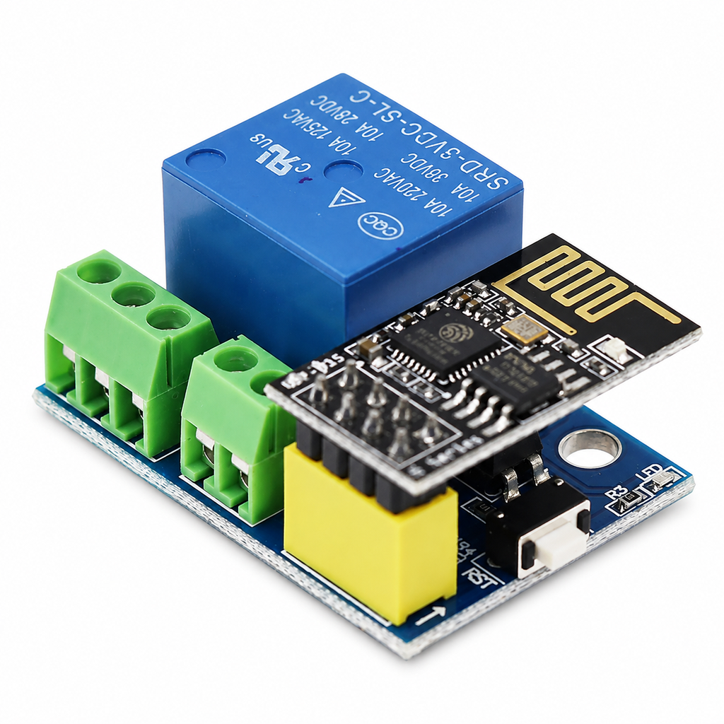 Module ESP-01 gắn trên bo relay
